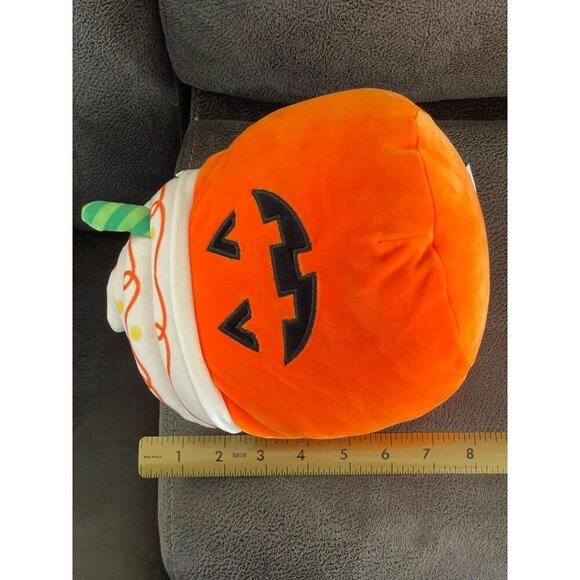 Squishmallows Lester the Pumpkin Spice Latte Jack-O-Lantern 8" Plush Pillow Toy - Picture 8 of 9